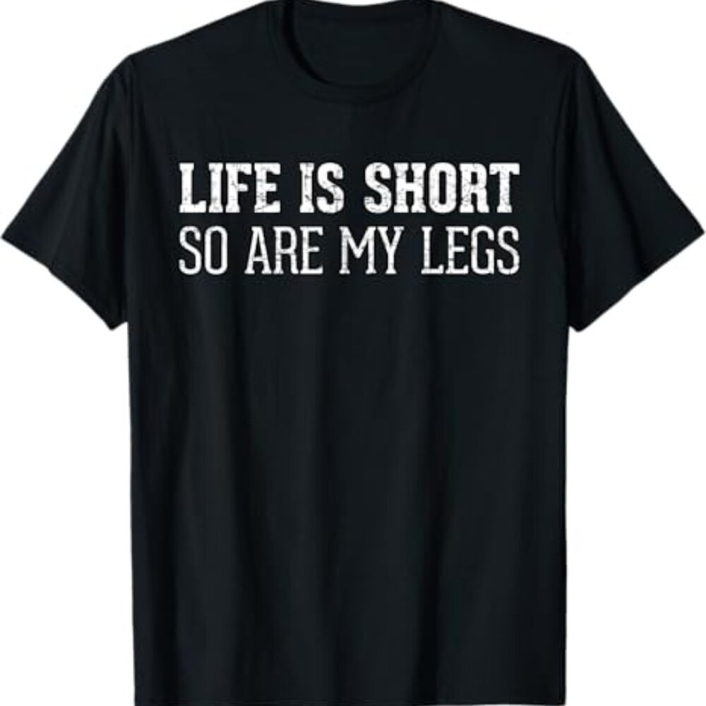 Short People Jokes Gag Gifts Funny Text Graphic T-Shirt